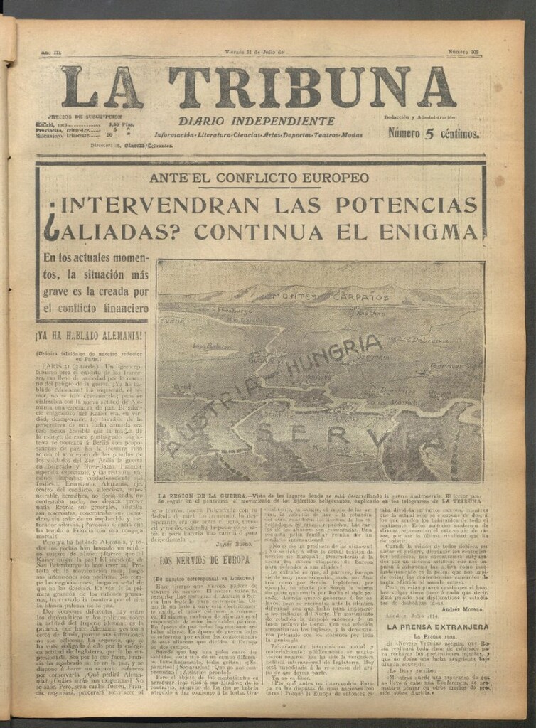 Miniatura de La Tribuna del 31 de julio de 1914