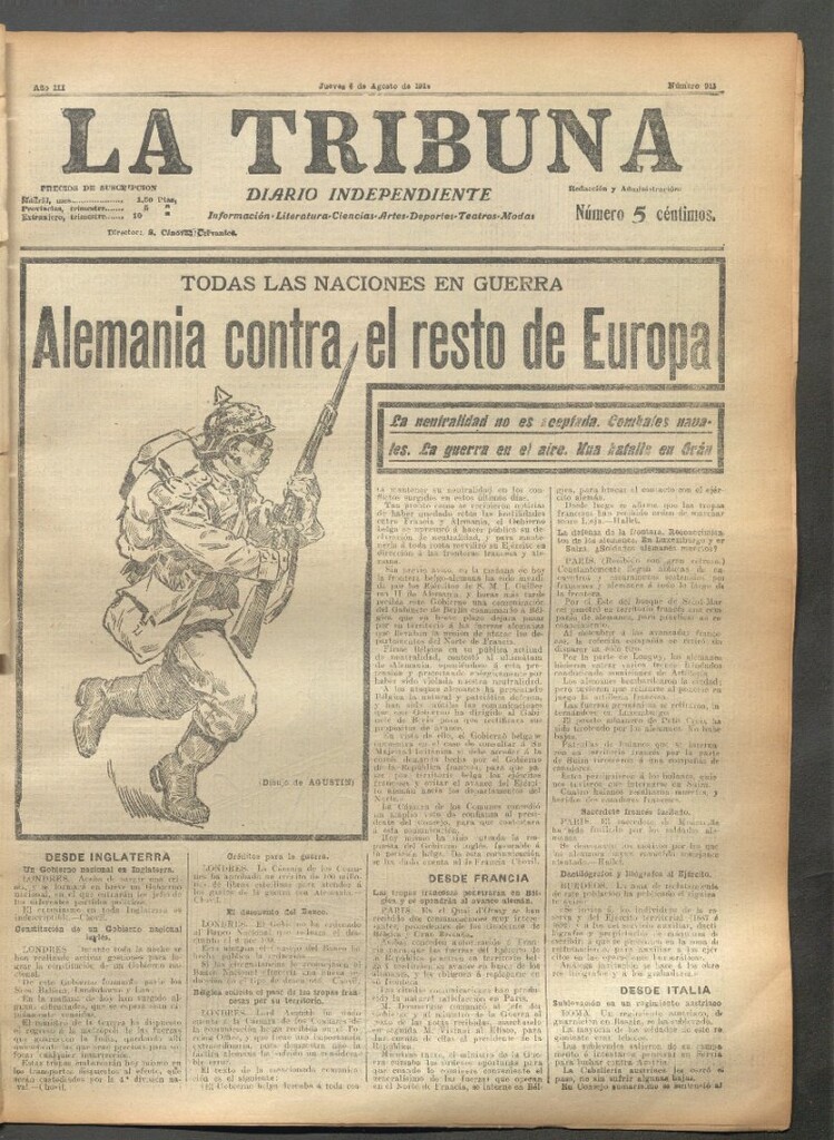Miniatura de La Tribuna del 6 de agosto de 1914