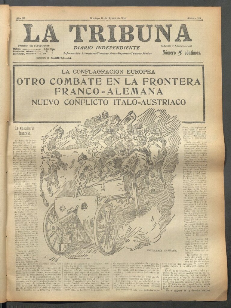 Miniatura de La Tribuna del 16 de agosto de 1914