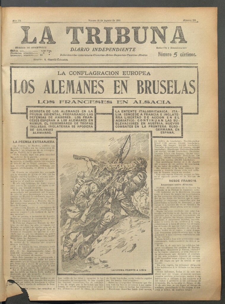 Miniatura de La Tribuna del 21 de agosto de 1914