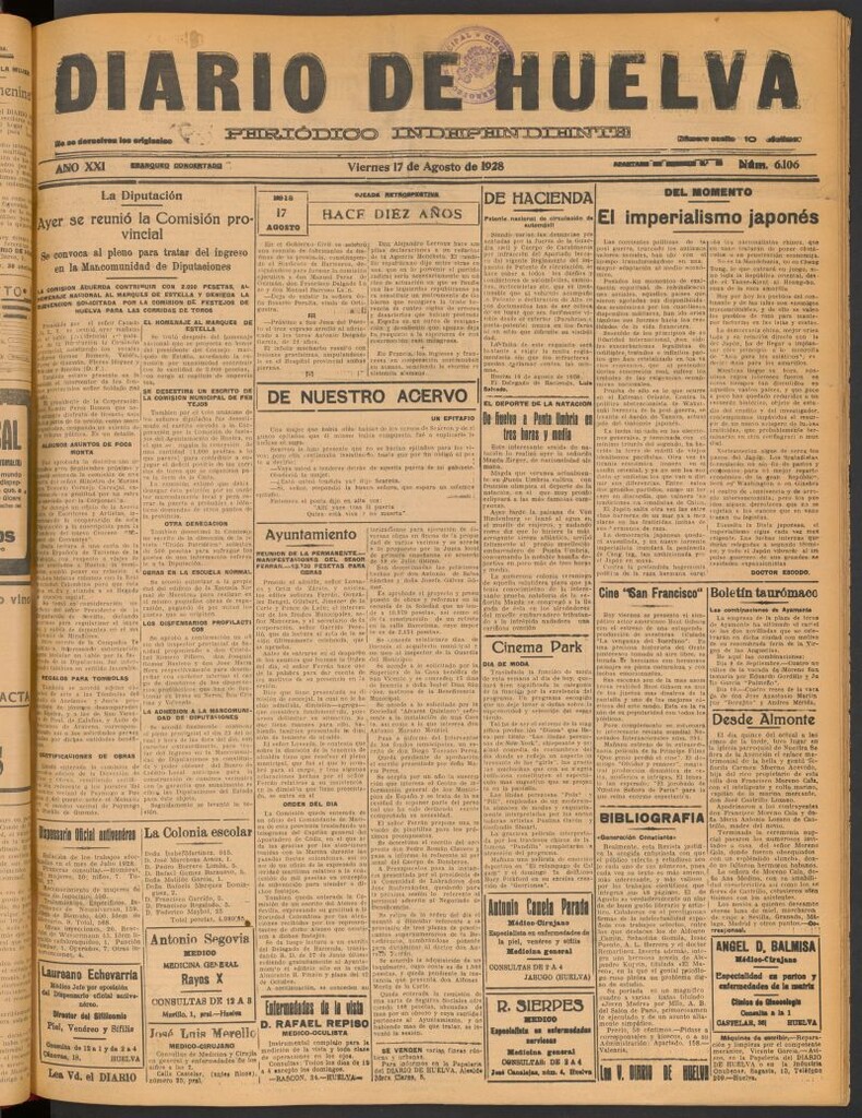 Miniatura de Diario de Huelva : periódico independiente del 17 de agosto de 1928