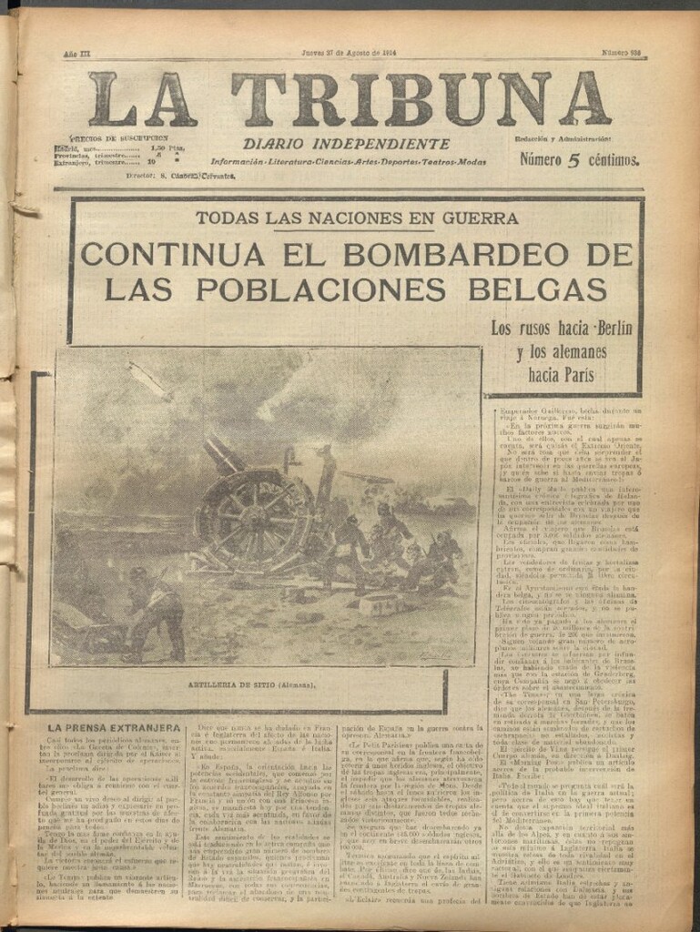 Miniatura de La Tribuna del 27 de agosto de 1914