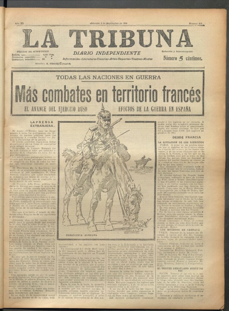 Miniatura de La Tribuna del 2 de septiembre de 1914