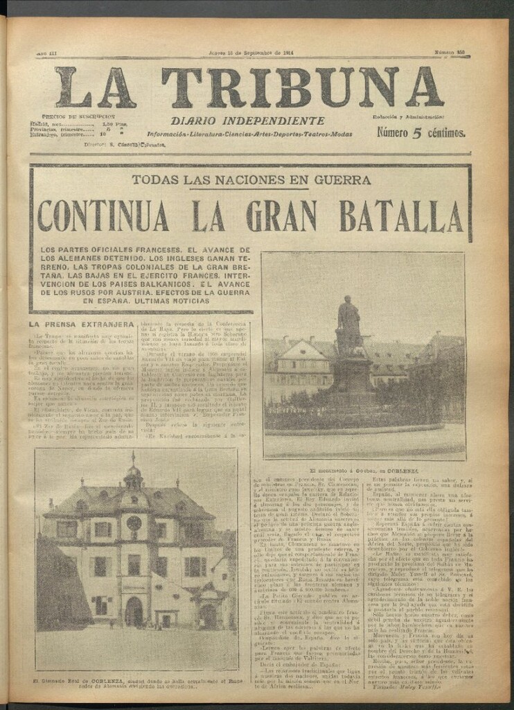 Miniatura de La Tribuna del 10 de septiembre de 1914