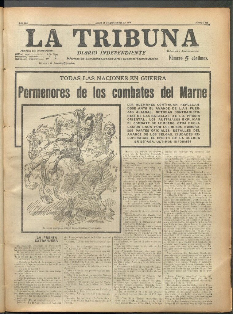 Miniatura de La Tribuna del 14 de septiembre de 1914