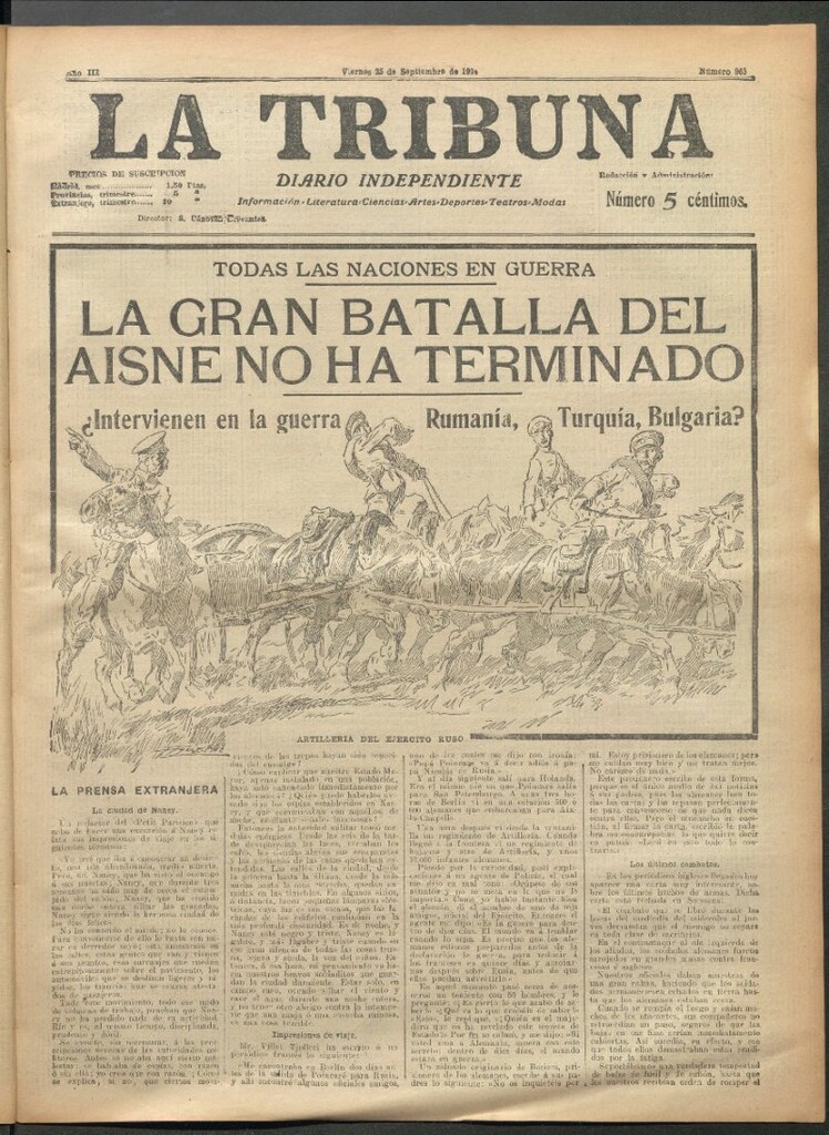 Miniatura de La Tribuna del 25 de septiembre de 1914