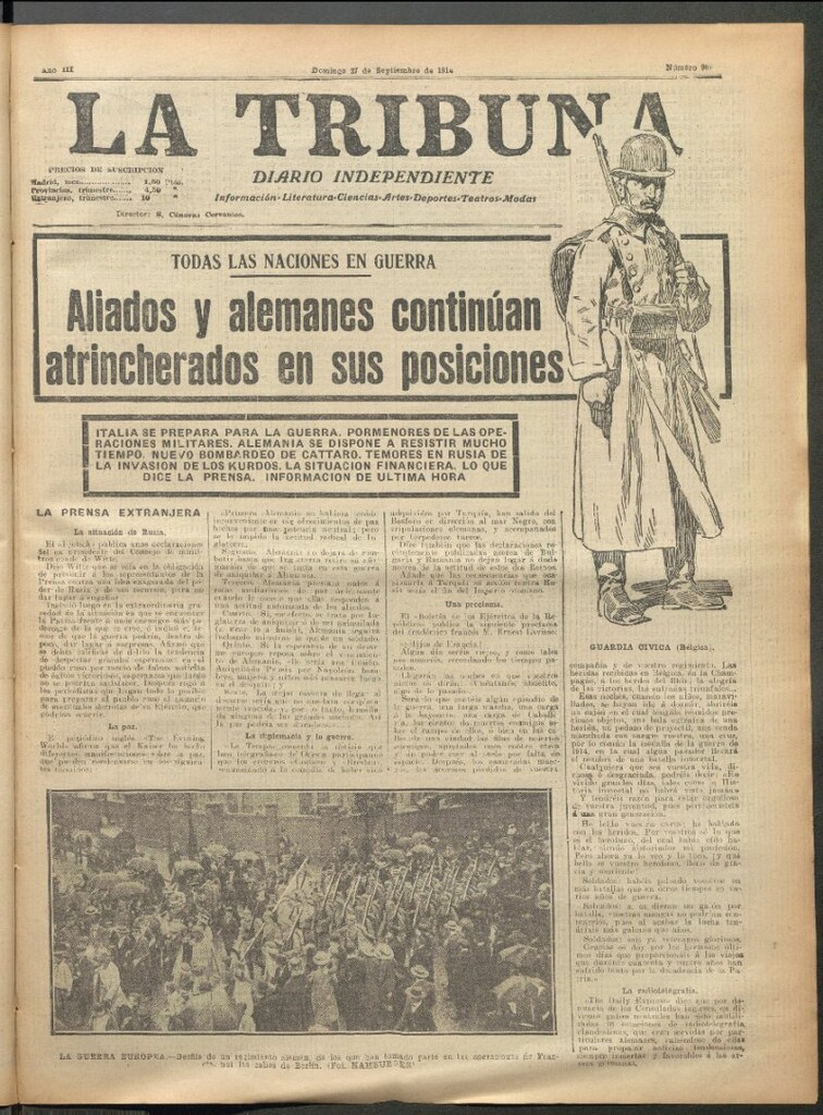 Miniatura de La Tribuna del 27 de septiembre de 1914