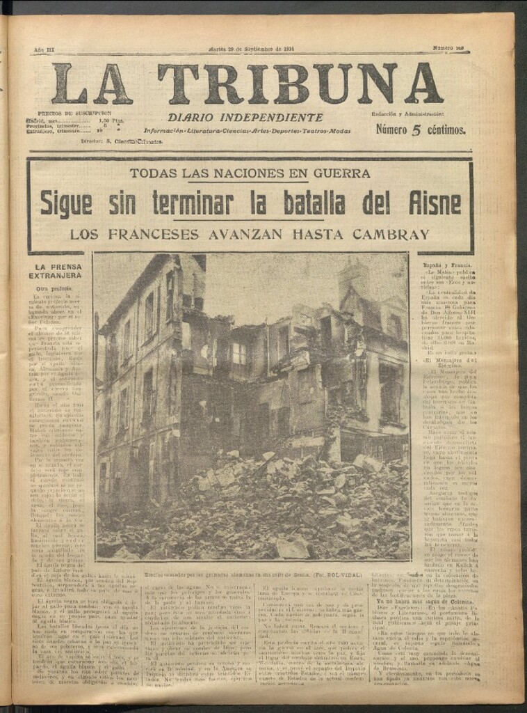 Miniatura de La Tribuna del 29 de septiembre de 1914