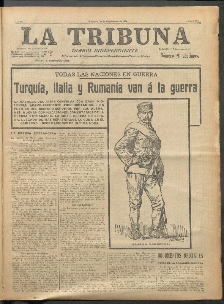 Miniatura de La Tribuna del 30 de septiembre de 1914