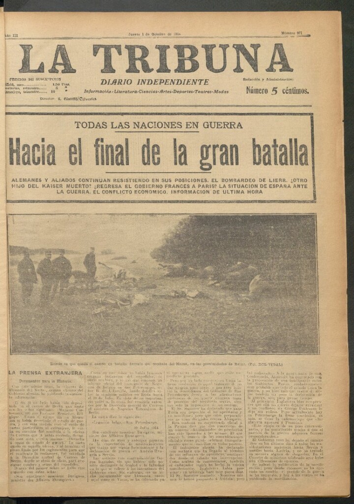 Miniatura de La Tribuna del 1 de octubre de 1914