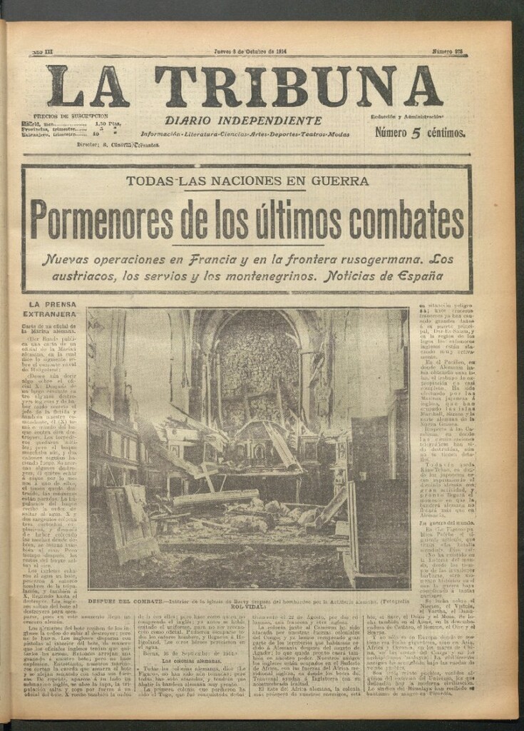 Miniatura de La Tribuna del 8 de octubre de 1914