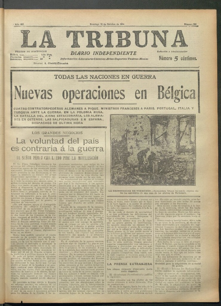 Miniatura de La Tribuna del 18 de octubre de 1914