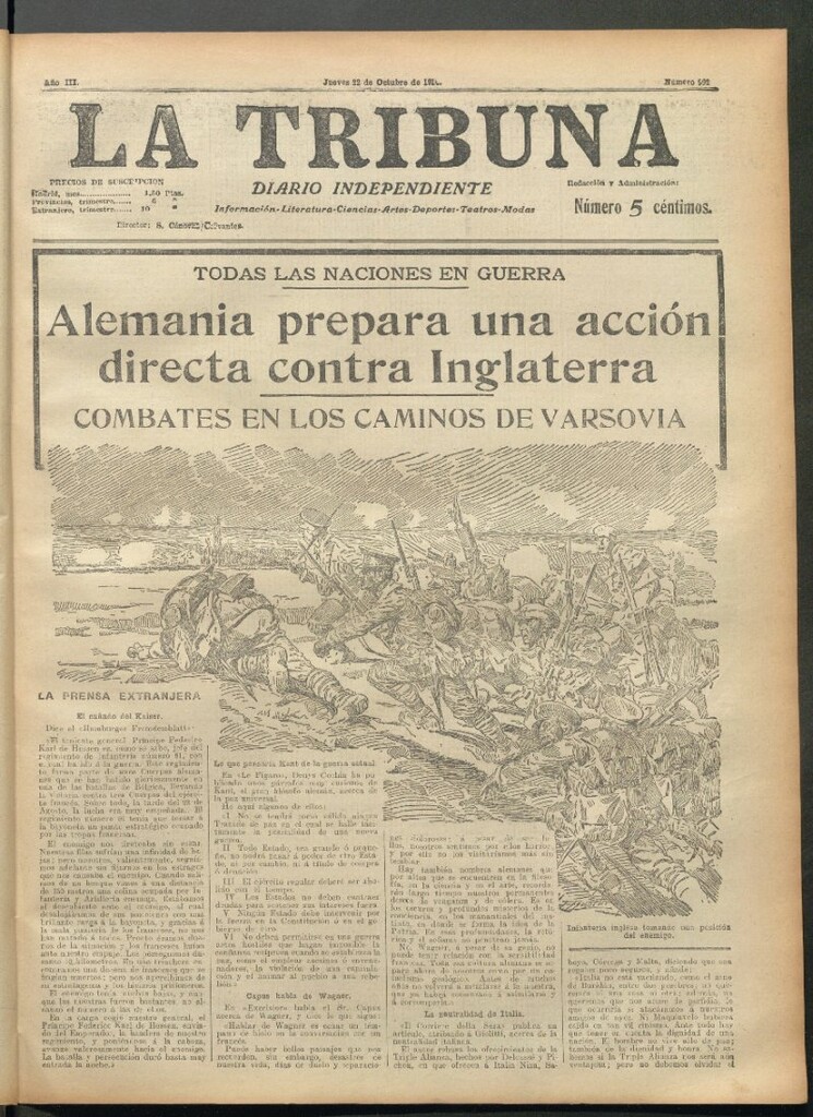 Miniatura de La Tribuna del 22 de octubre de 1914