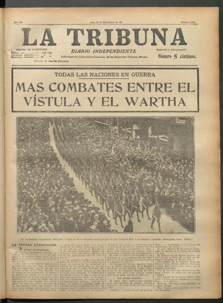 Miniatura de La Tribuna del 23 de noviembre de 1914