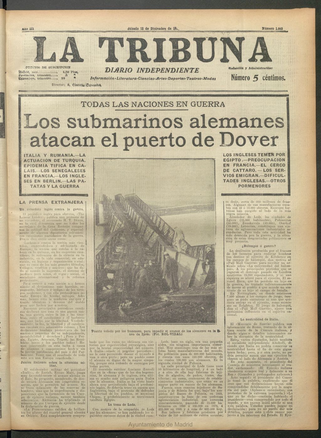Miniatura de La Tribuna del 12 de diciembre de 1914