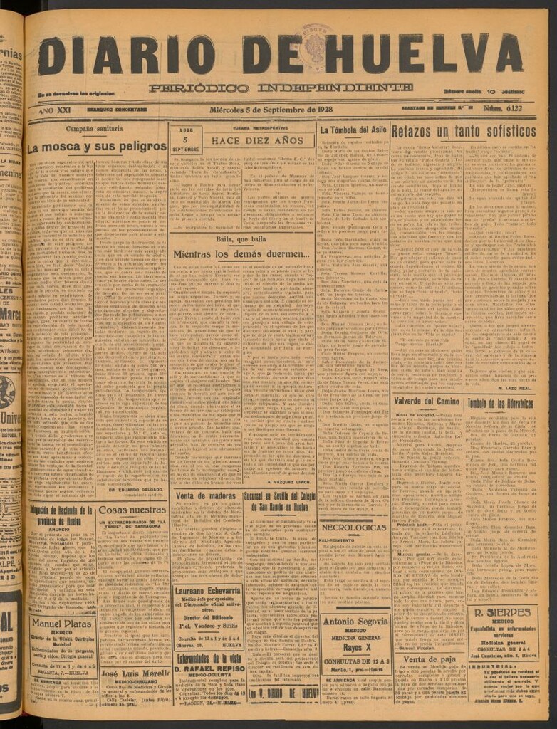 Miniatura de Diario de Huelva : periódico independiente del 5 de septiembre de 1928