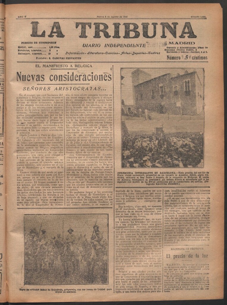Miniatura de La Tribuna del 3 de agosto de 1916