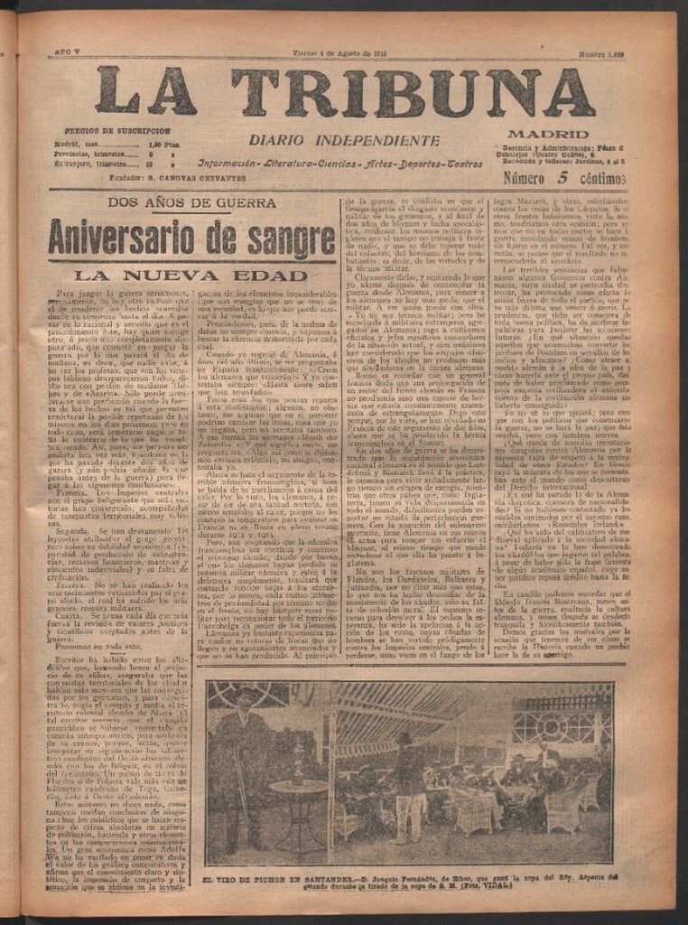 Miniatura de La Tribuna del 4 de agosto de 1916