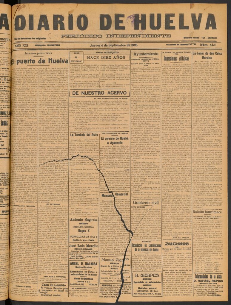 Miniatura de Diario de Huelva : periódico independiente del 6 de septiembre de 1928
