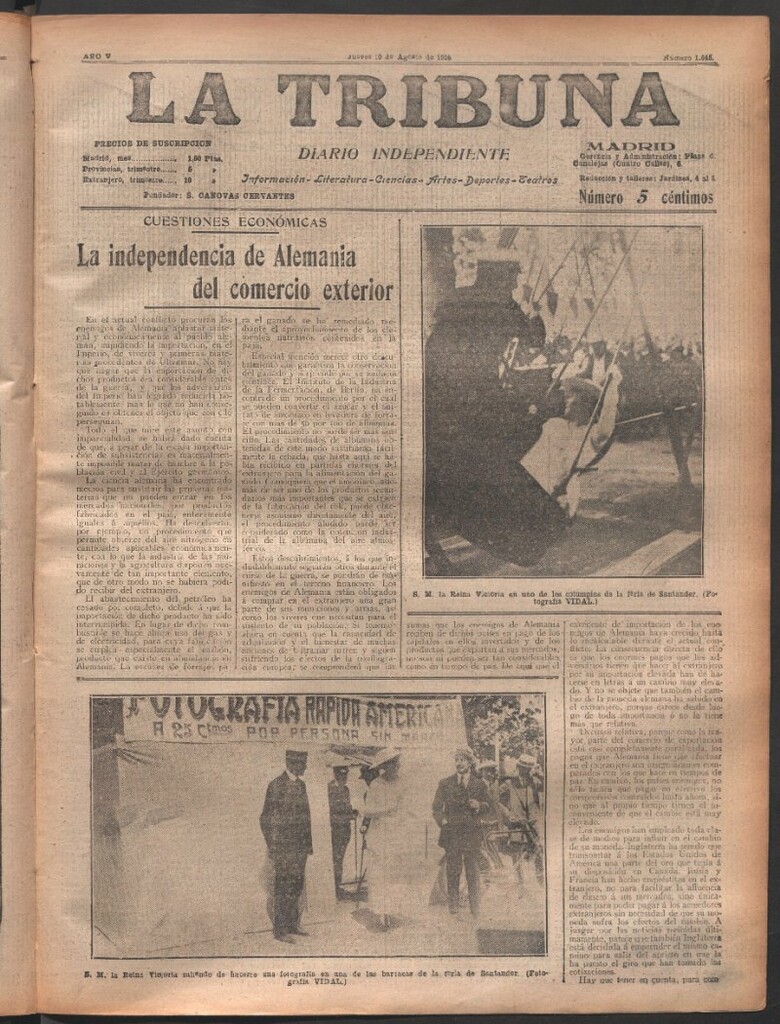 Miniatura de La Tribuna del 10 de agosto de 1916