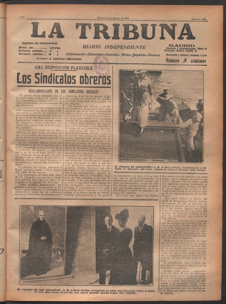 Miniatura de La Tribuna del 12 de agosto de 1916
