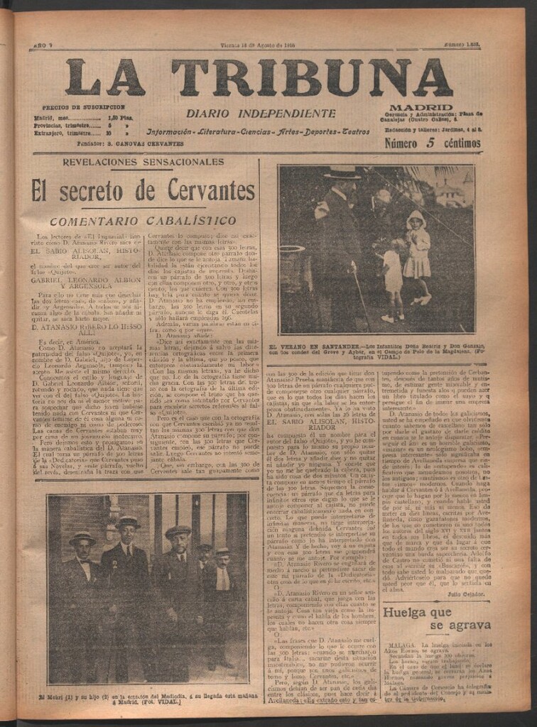 Miniatura de La Tribuna del 18 de agosto de 1916