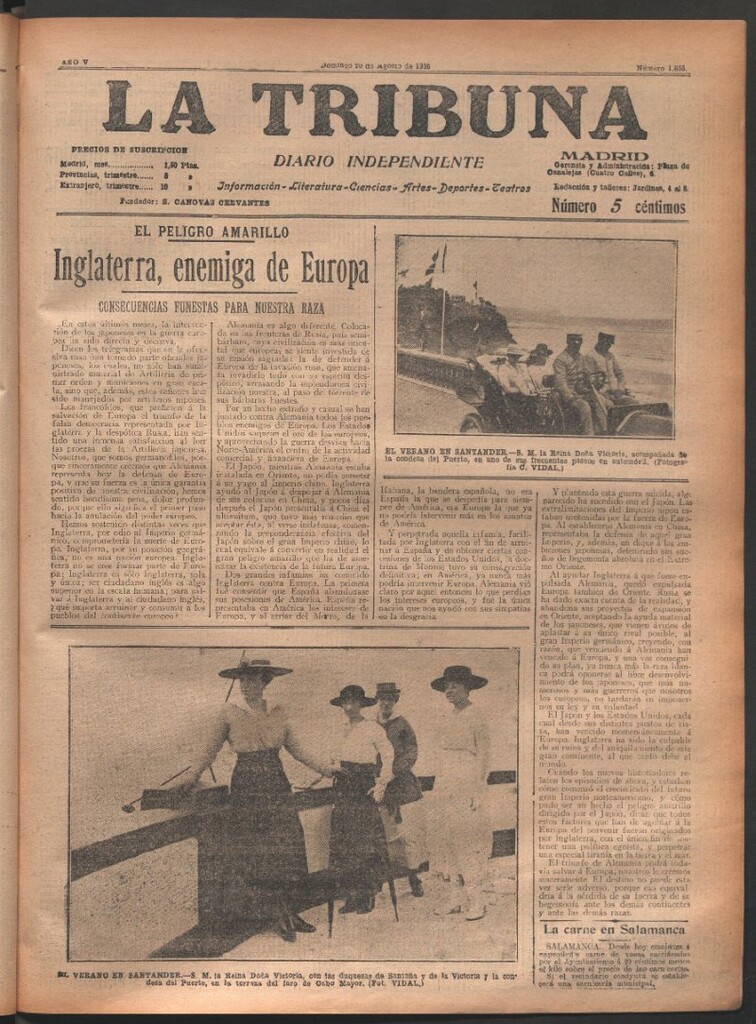 Miniatura de La Tribuna del 20 de agosto de 1916
