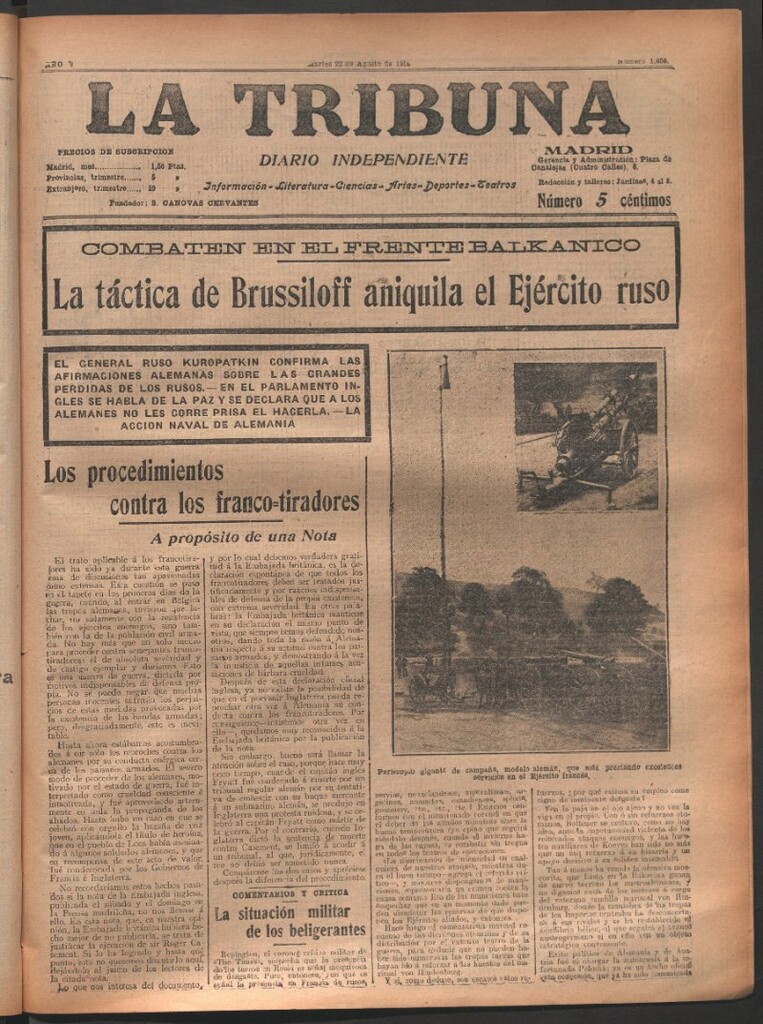 Miniatura de La Tribuna del 22 de agosto de 1916