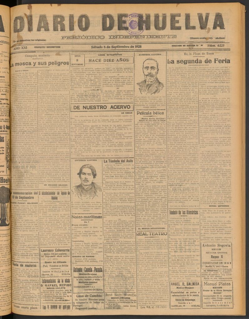 Miniatura de Diario de Huelva : periódico independiente del 8 de septiembre de 1928