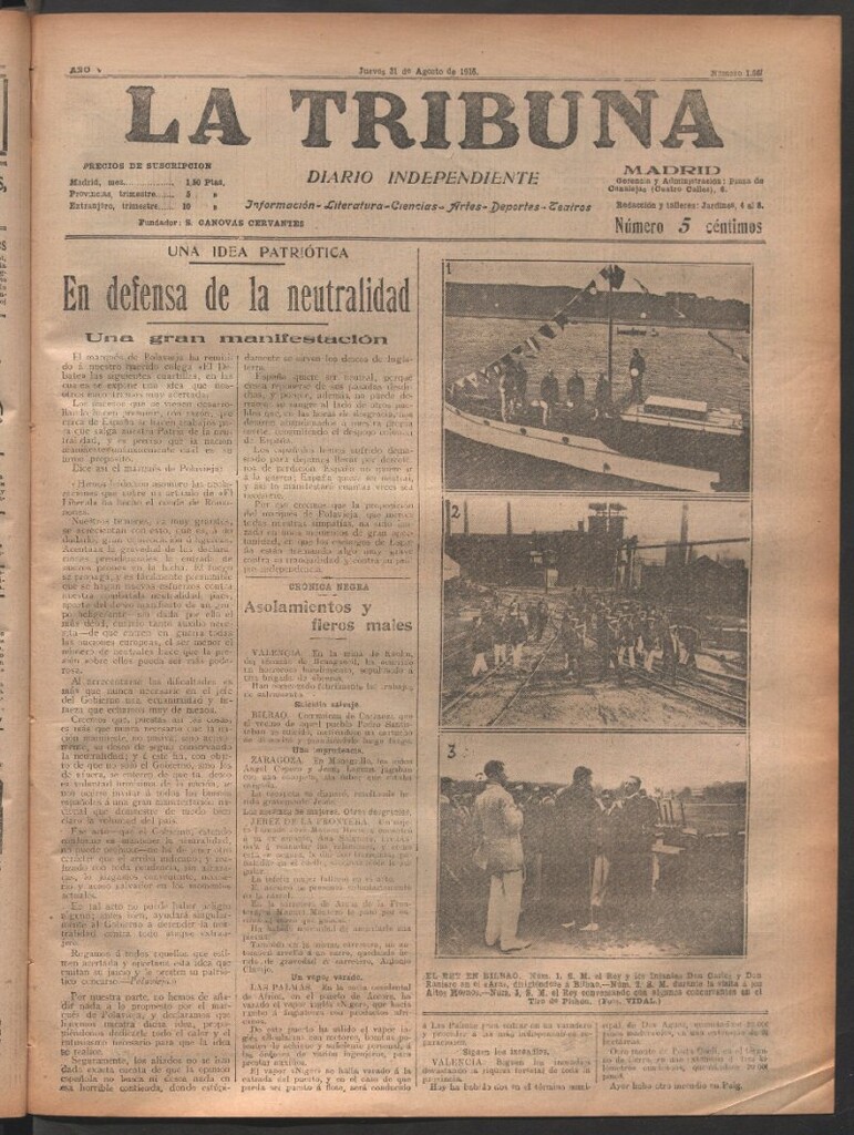 Miniatura de La Tribuna del 31 de agosto de 1916