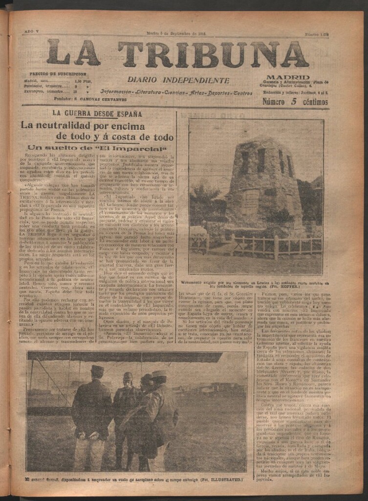 Miniatura de La Tribuna del 5 de septiembre de 1916