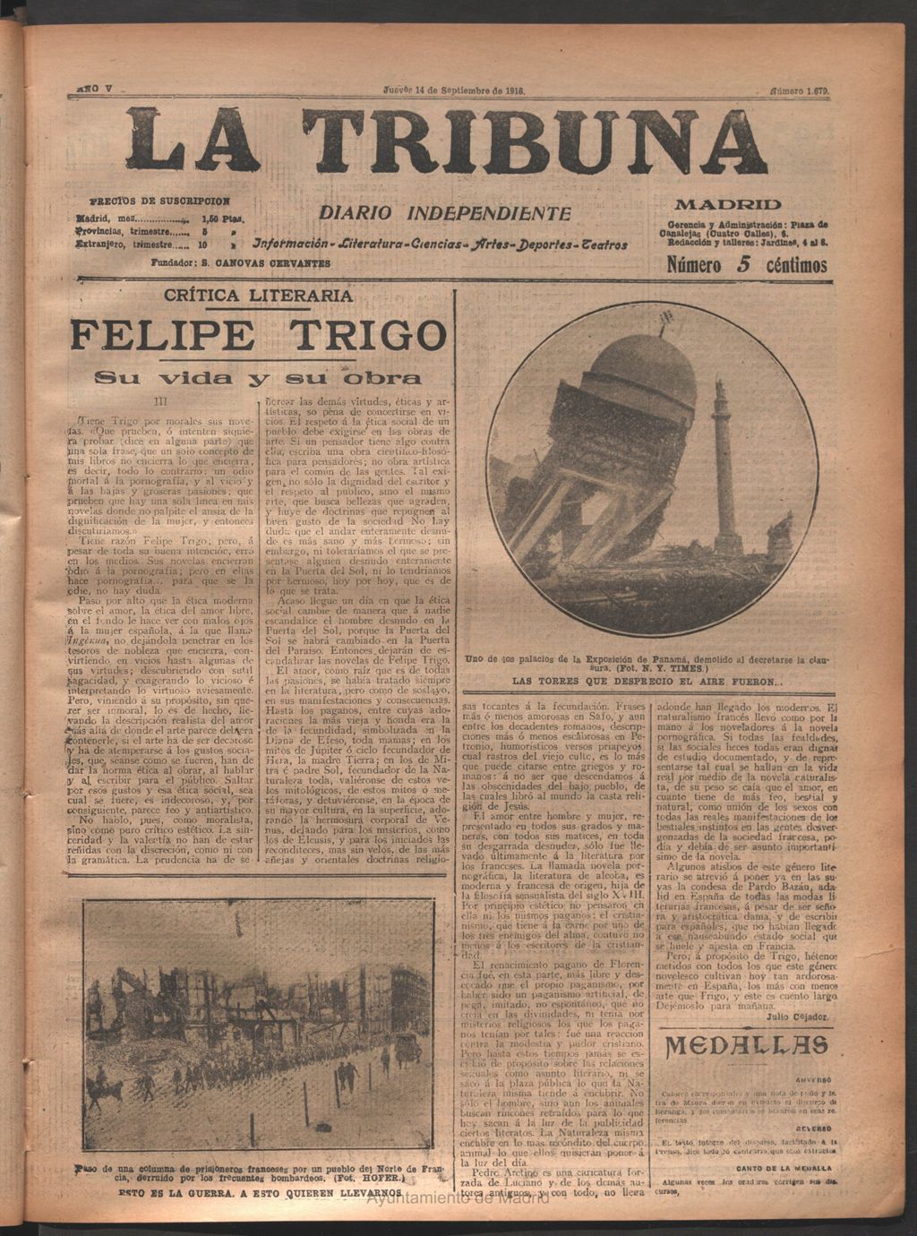 Miniatura de La Tribuna del 14 de septiembre de 1916