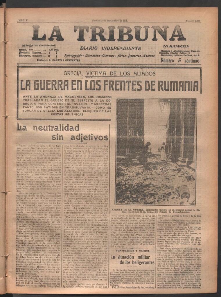 Miniatura de La Tribuna del 22 de septiembre de 1916