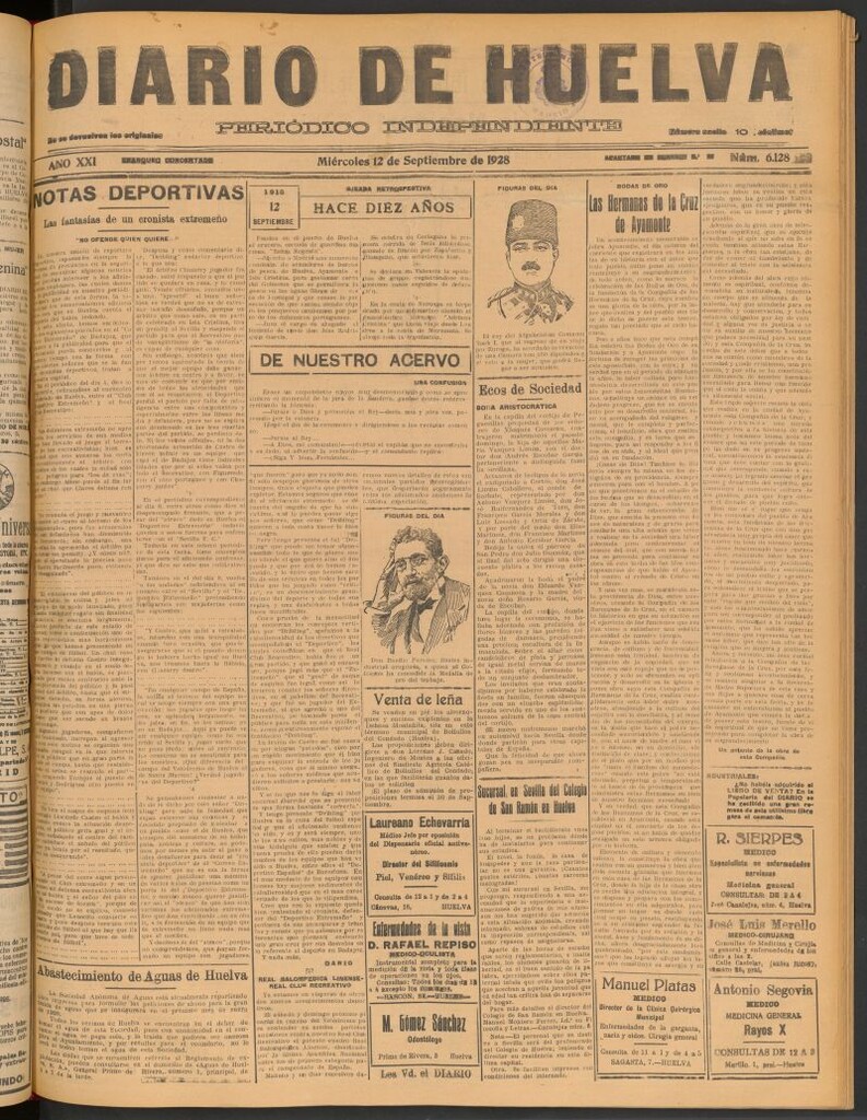Miniatura de Diario de Huelva : periódico independiente del 12 de septiembre de 1928