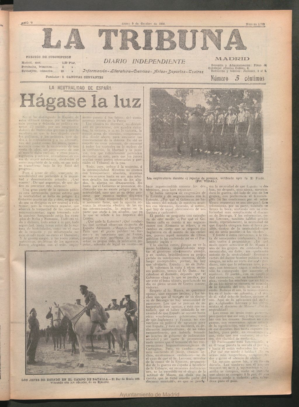 Miniatura de La Tribuna del 9 de octubre de 1916