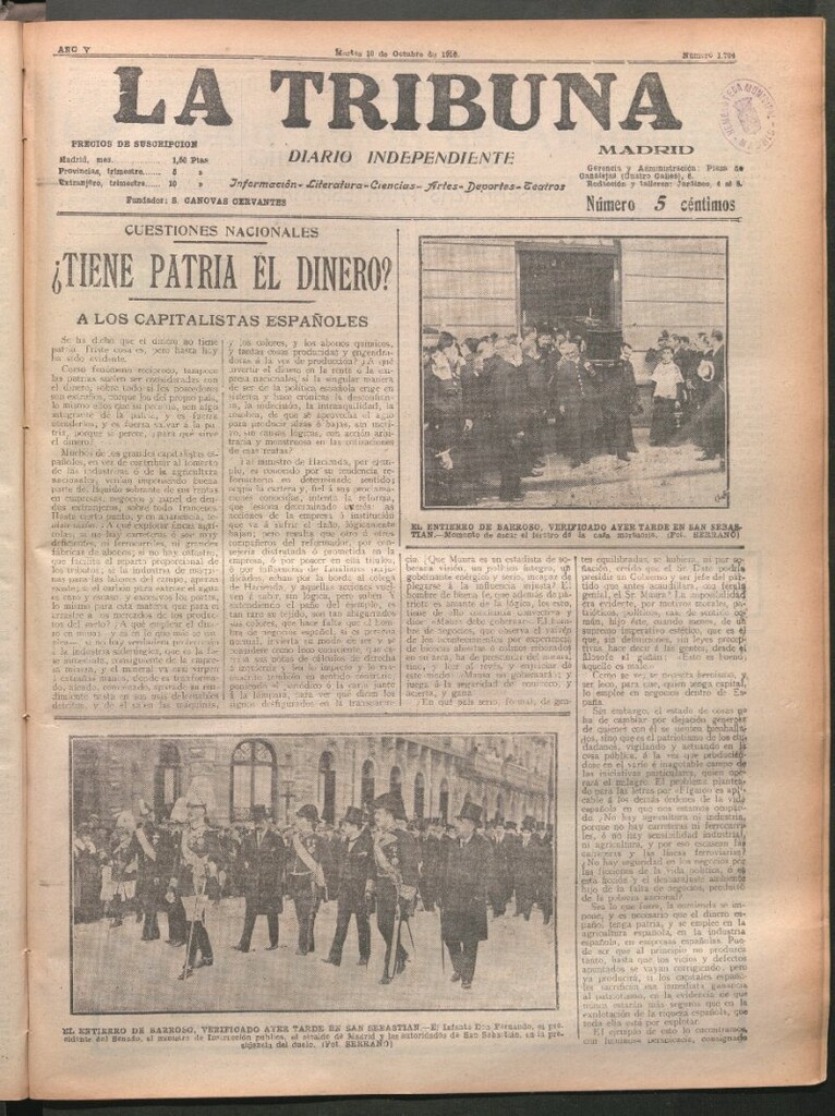 Miniatura de La Tribuna del 10 de octubre de 1916