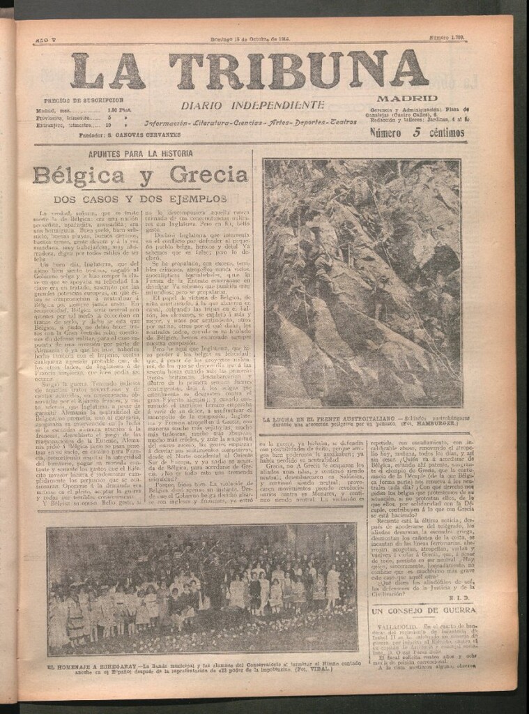 Miniatura de La Tribuna del 15 de octubre de 1916