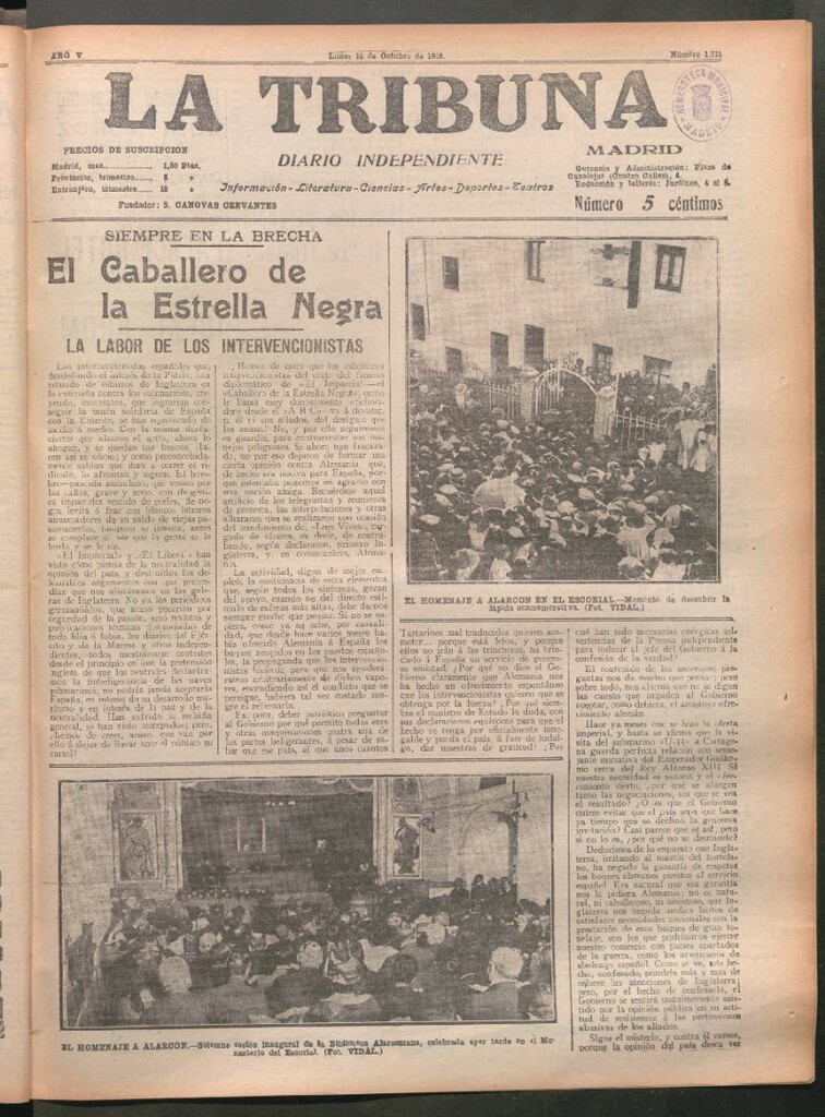 Miniatura de La Tribuna del 16 de octubre de 1916