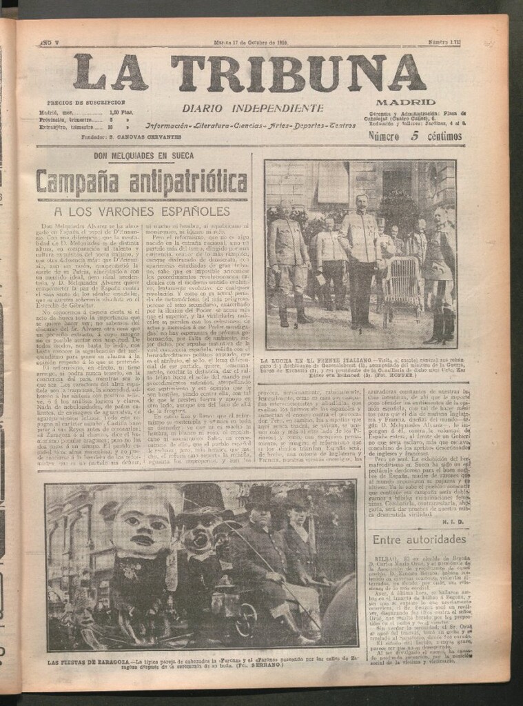 Miniatura de La Tribuna del 17 de octubre de 1916