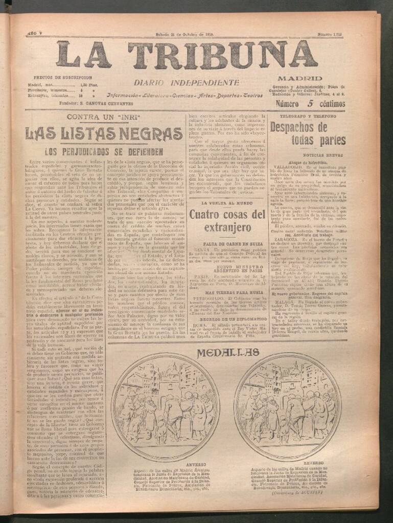 Miniatura de La Tribuna del 21 de octubre de 1916