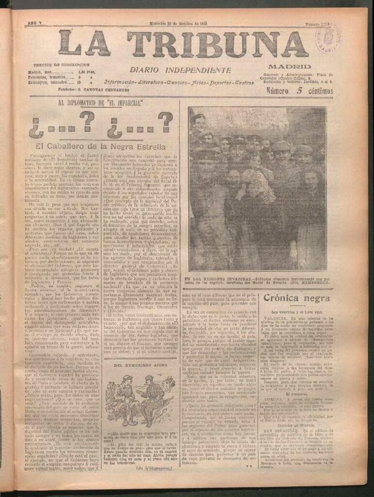 Miniatura de La Tribuna del 25 de octubre de 1916