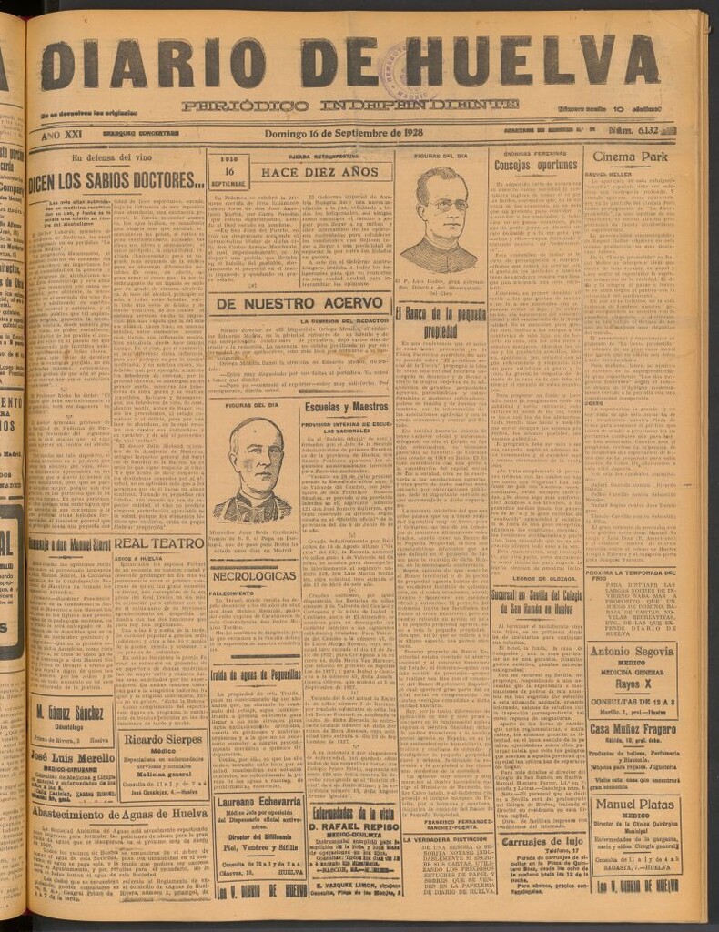 Miniatura de Diario de Huelva : periódico independiente del 16 de septiembre de 1928