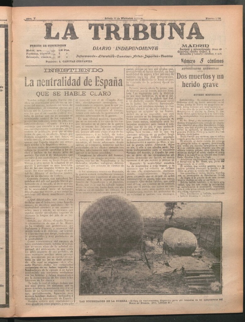 Miniatura de La Tribuna del 11 de noviembre de 1916