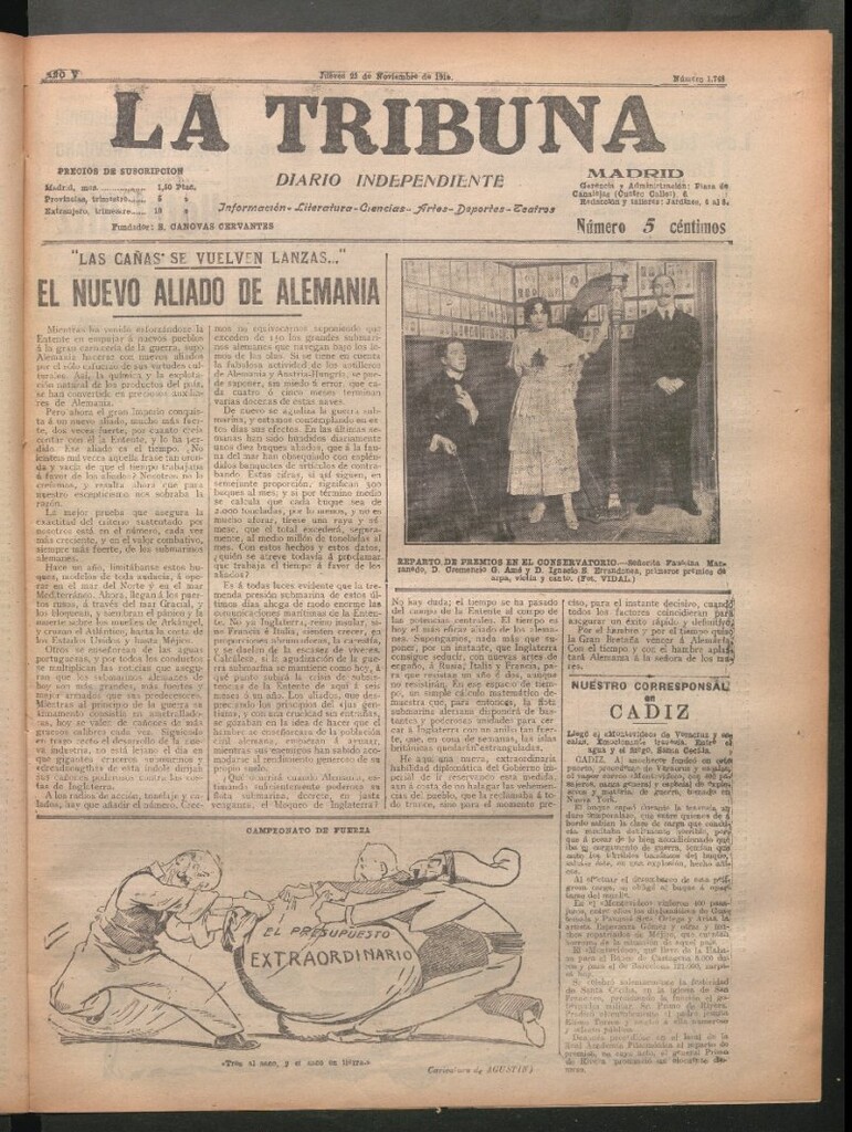 Miniatura de La Tribuna del 23 de noviembre de 1916