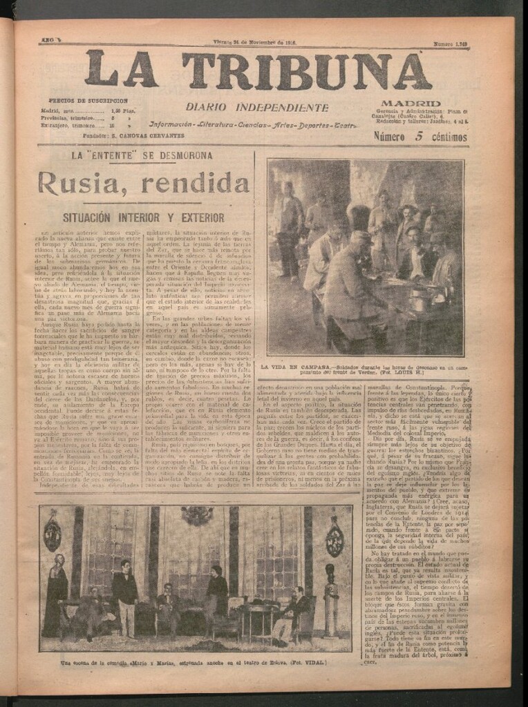 Miniatura de La Tribuna del 24 de noviembre de 1916