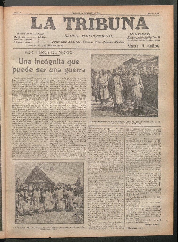 Miniatura de La Tribuna del 27 de noviembre de 1916