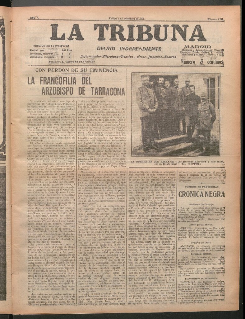 Miniatura de La Tribuna del 1 de diciembre de 1916
