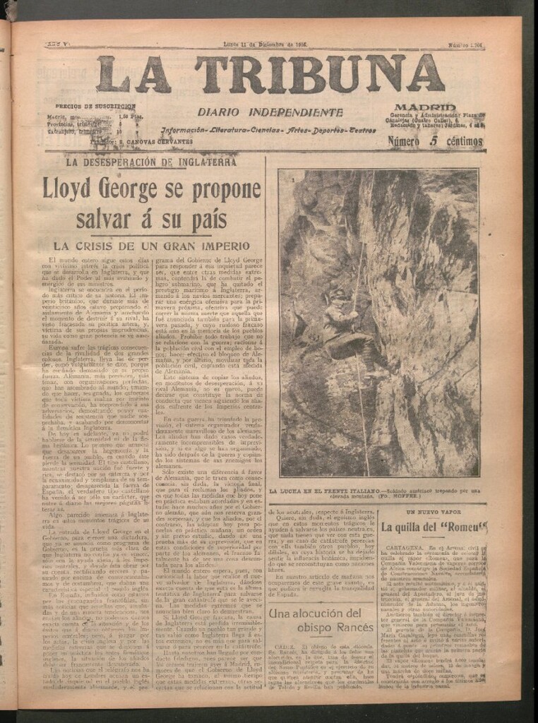 Miniatura de La Tribuna del 11 de diciembre de 1916