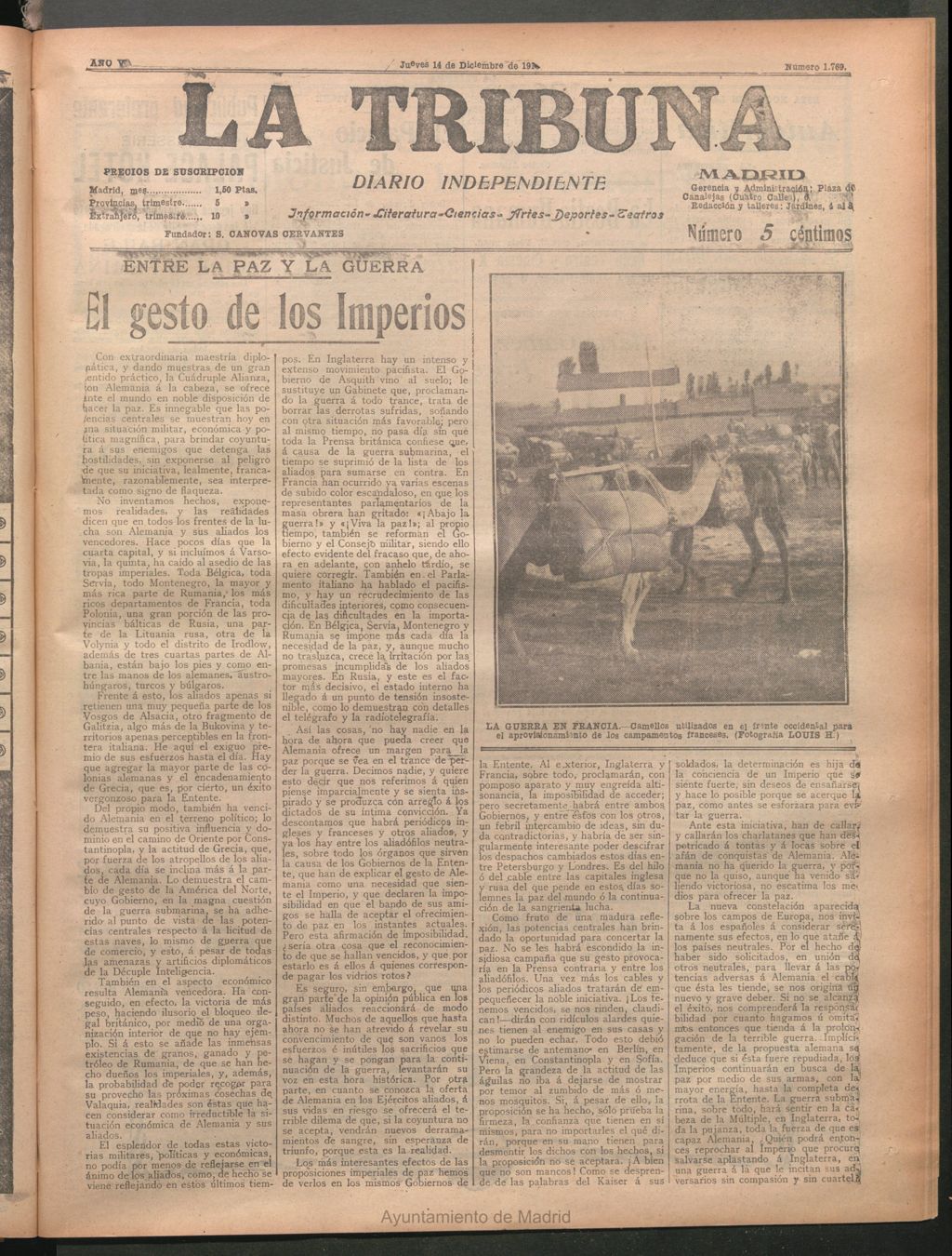 Miniatura de La Tribuna del 14 de diciembre de 1916