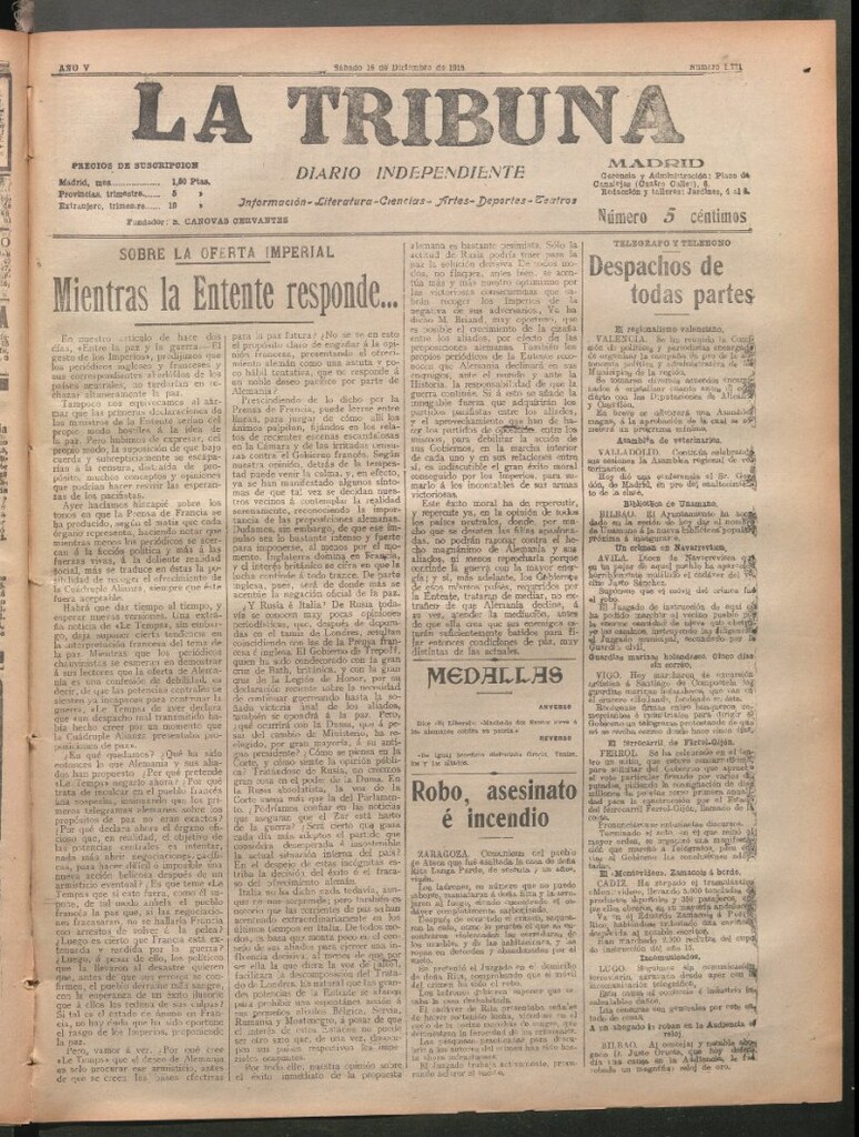 Miniatura de La Tribuna del 16 de diciembre de 1916